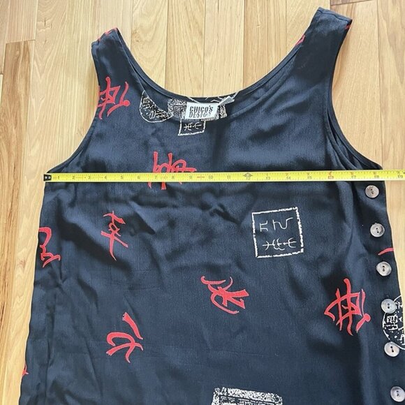 Vintage Chicos Jumper Maxi Dress Sz M Asian Print 90s Relaxed Fit Retro Resort - Picture 7 of 8